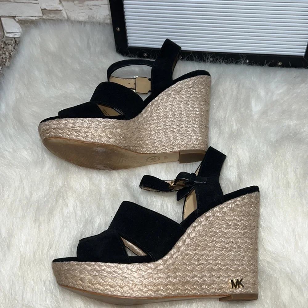 Michael Michael Kors Suede Wedge Platform Sandals.